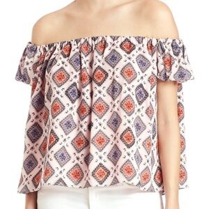 Elizabeth & James Piper Silk Pink Off Shoulder Top